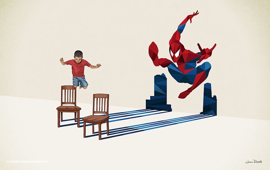Kid Super Hero Shadow Spiderman