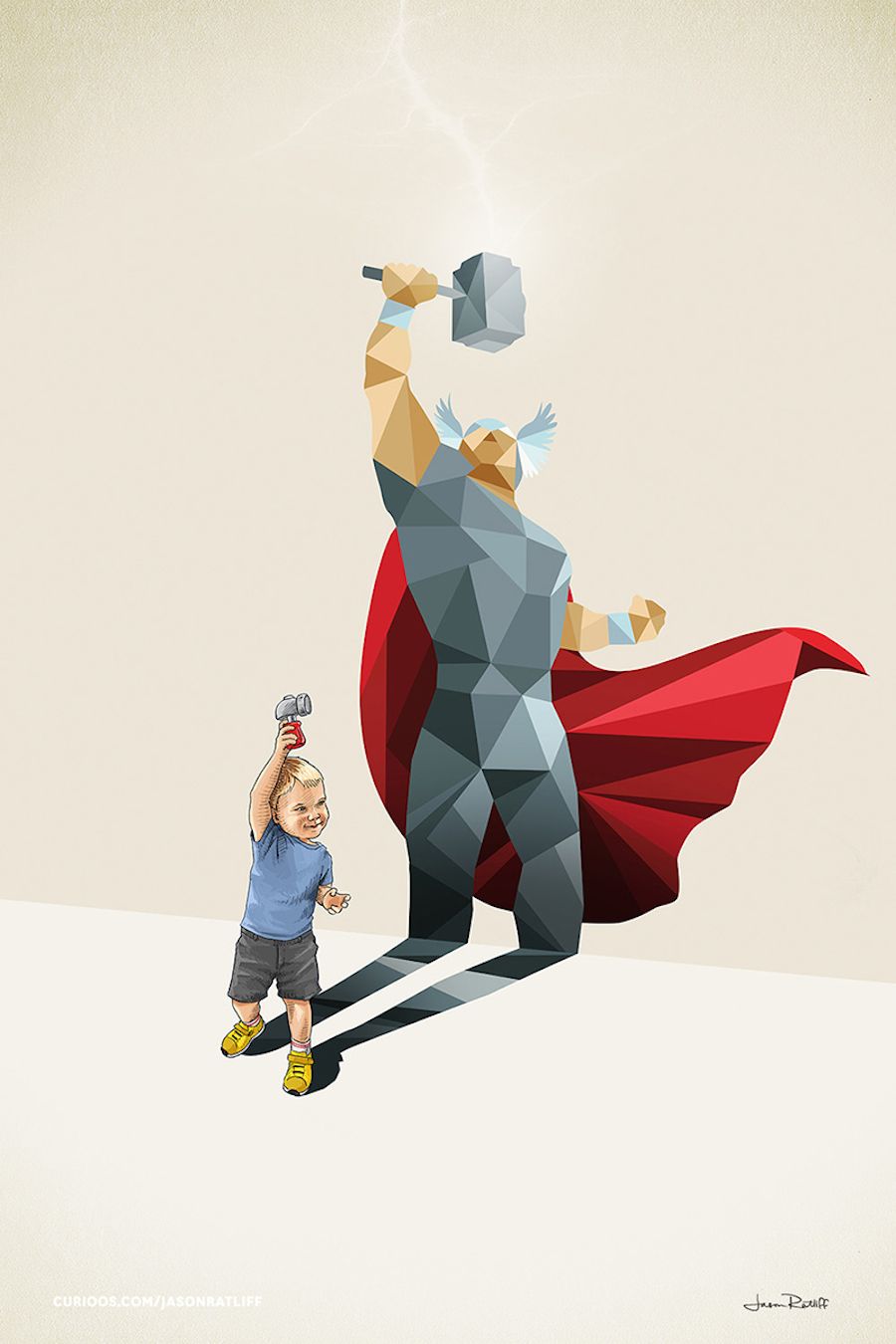 Kid Super Hero Shadow Thor