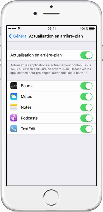 iphone actualisation arriere plan