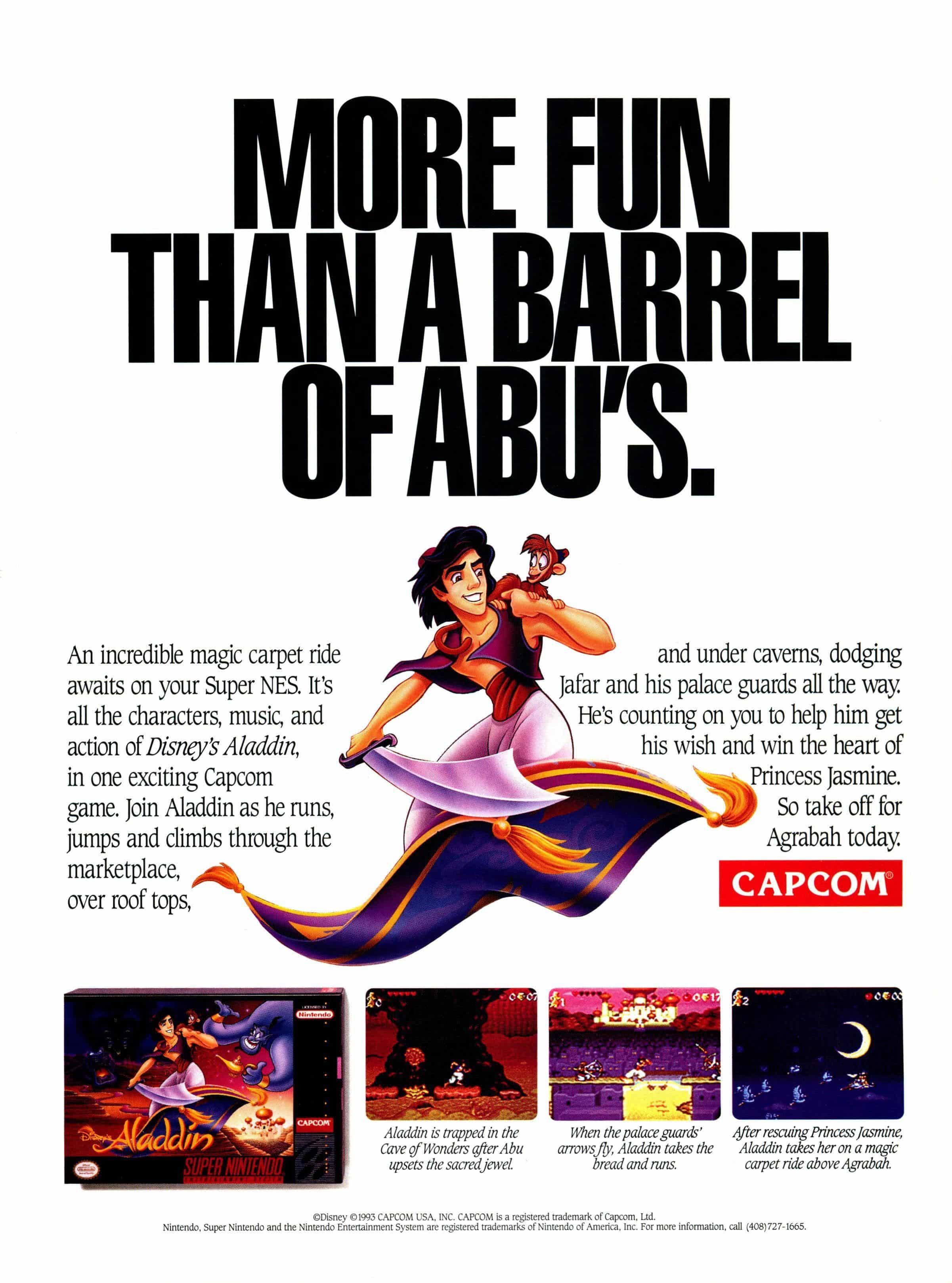 aladdin super nes publicite