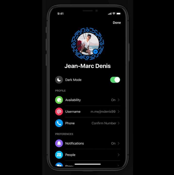 Facebook Messenger Dark Mode