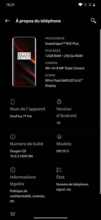 Une fiche technique assez affolante pour ce OnePlus 7T Pro McLaren Edition