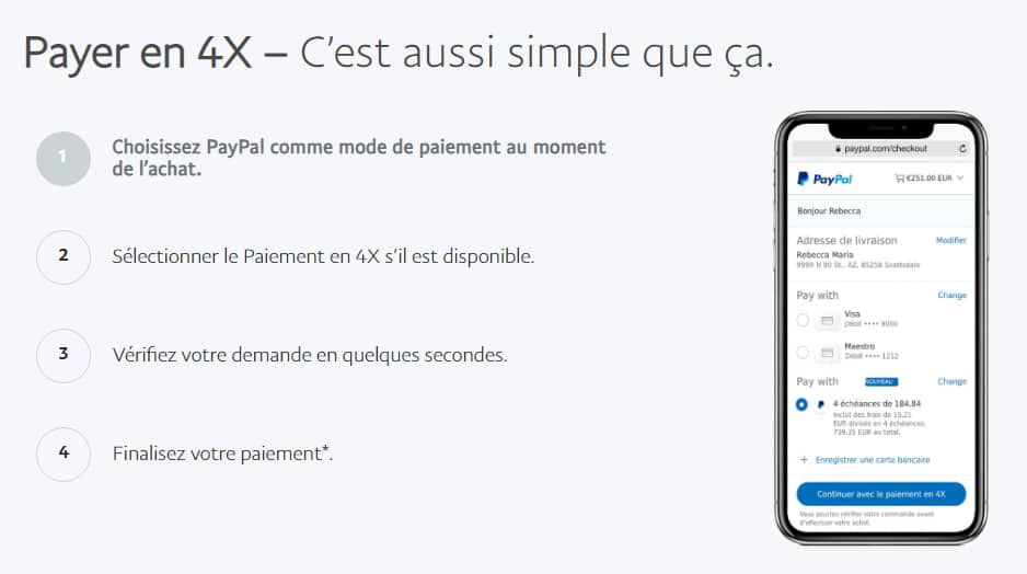 Paiement en 4 fois sur PayPal