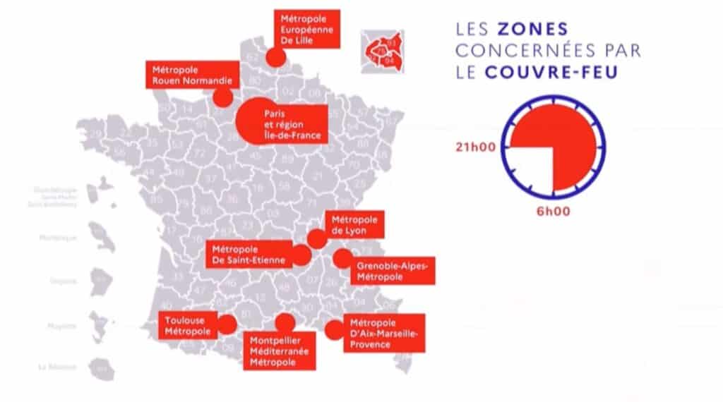 Carte Couvre Feu France 2020