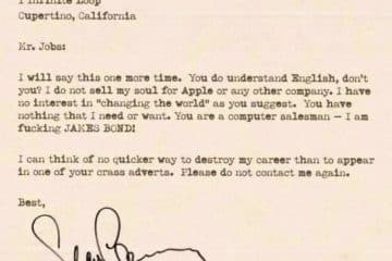 Lettre Sean Connery Steve Jobs Apple