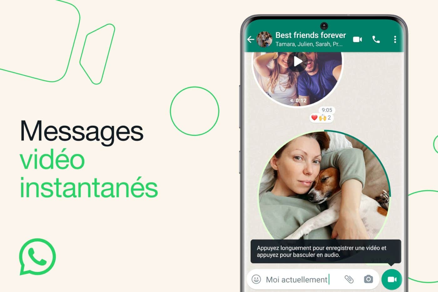 whatsapp message vidéo instantané