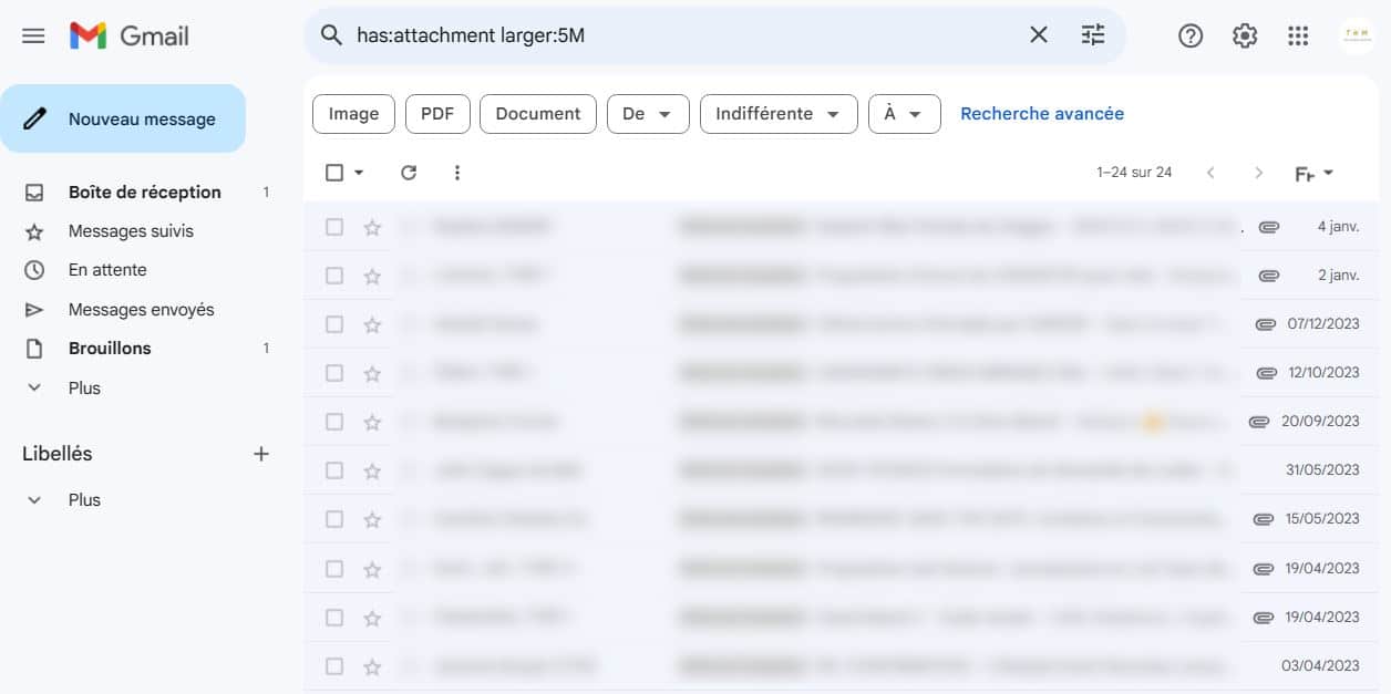 gmail liberer espace stockage