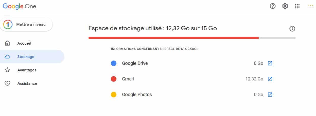 google one espace stockage