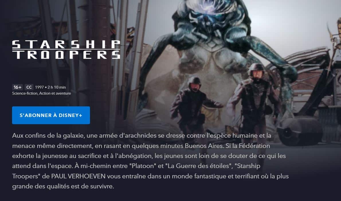 regarder starship troopers disney