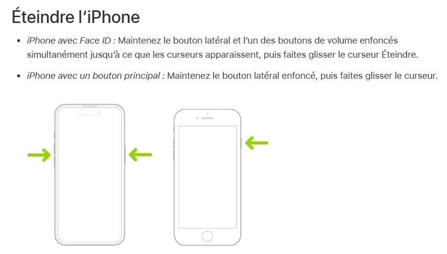 comment eteindre iphone