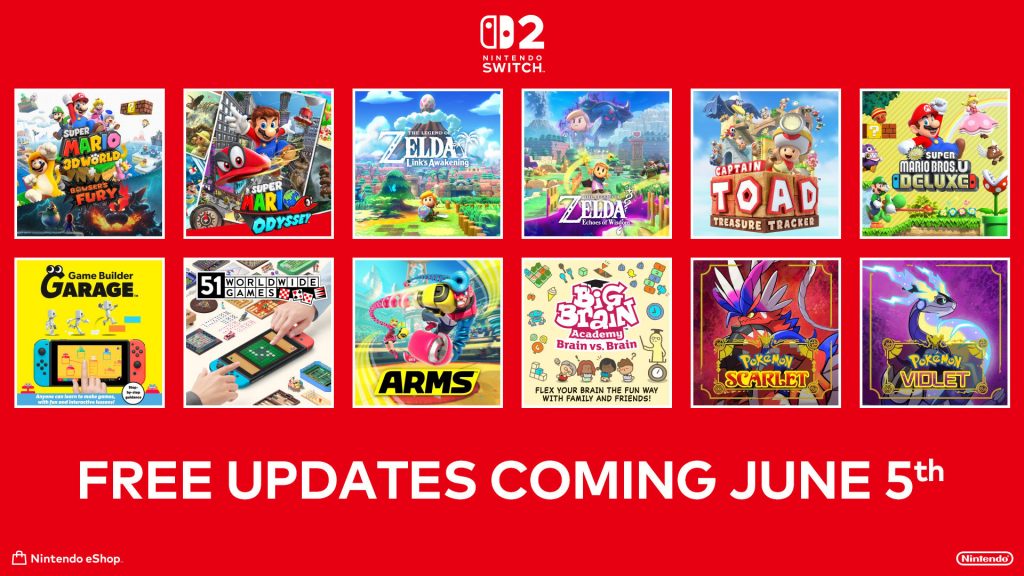 mise jour gratuite jeux switch 2