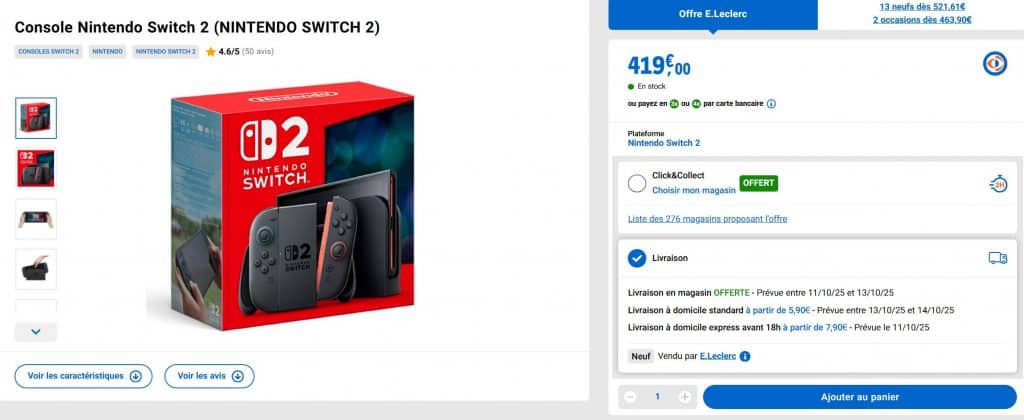 prix switch 2 leclerc