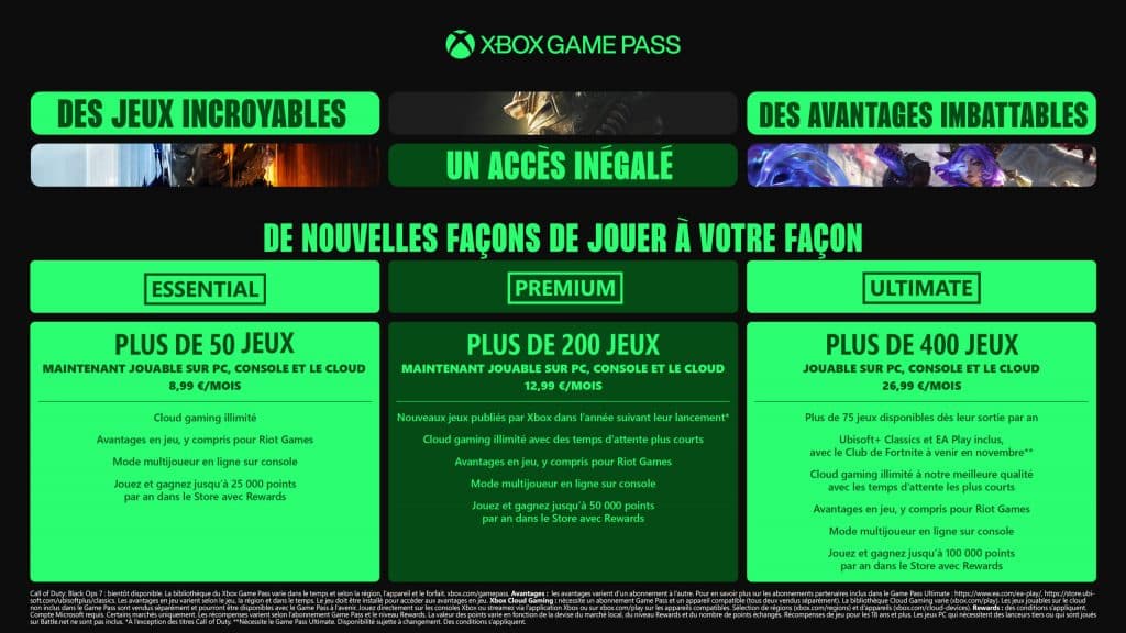 prix xbox game pass ultimate 2025