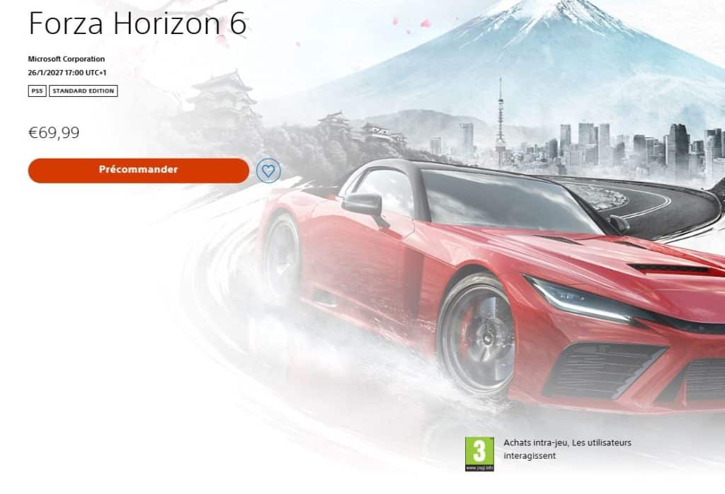 Acheter Forza Horizon 6 sur le PS Store de la PS5