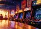 Une salle d'arcade en été avec les jeux Pac Man, Space Invaders...