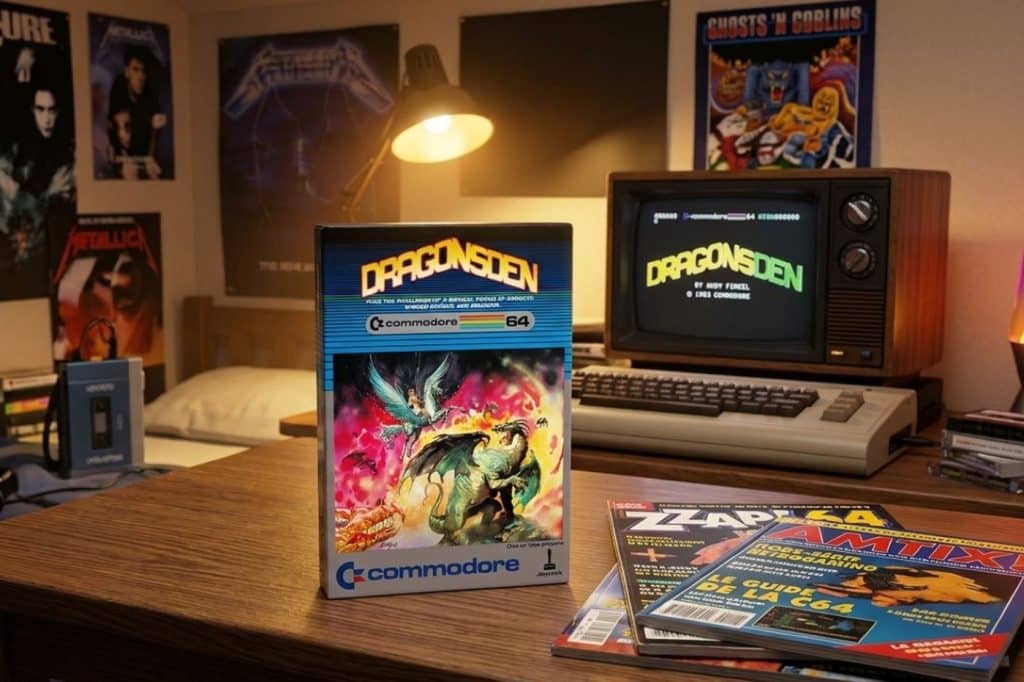 Retour sur Dragons Den sur Commodore 64, un jeu d'action des années 80 qui a marqué de nombreux souvenirs d'enfance.